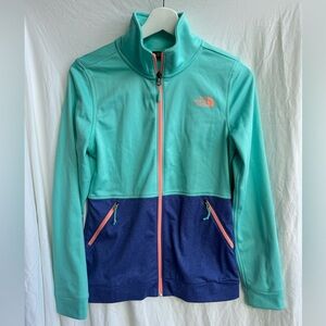 The North Face Jacket Women Small Green Blue Colorblock Full Zip Pocket 90s Vibe